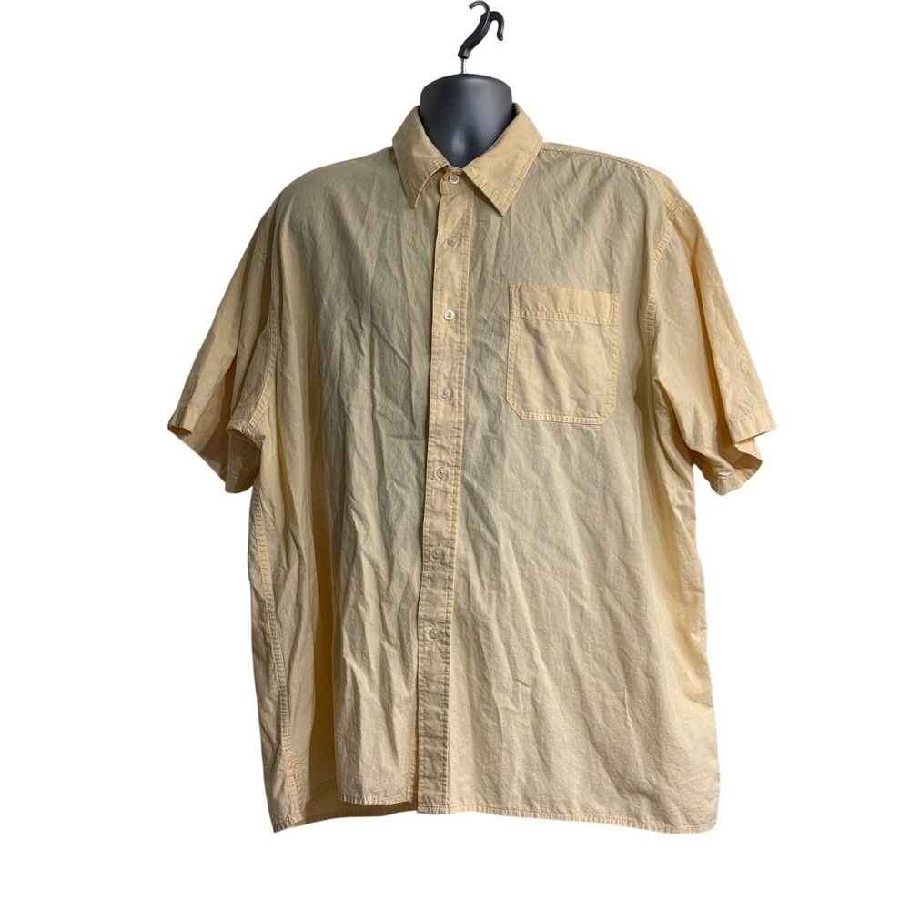 Wrangler Hero Mens 2XL Yellow Micro Check Short Sleeve Cotton Button‎ Down Shirt